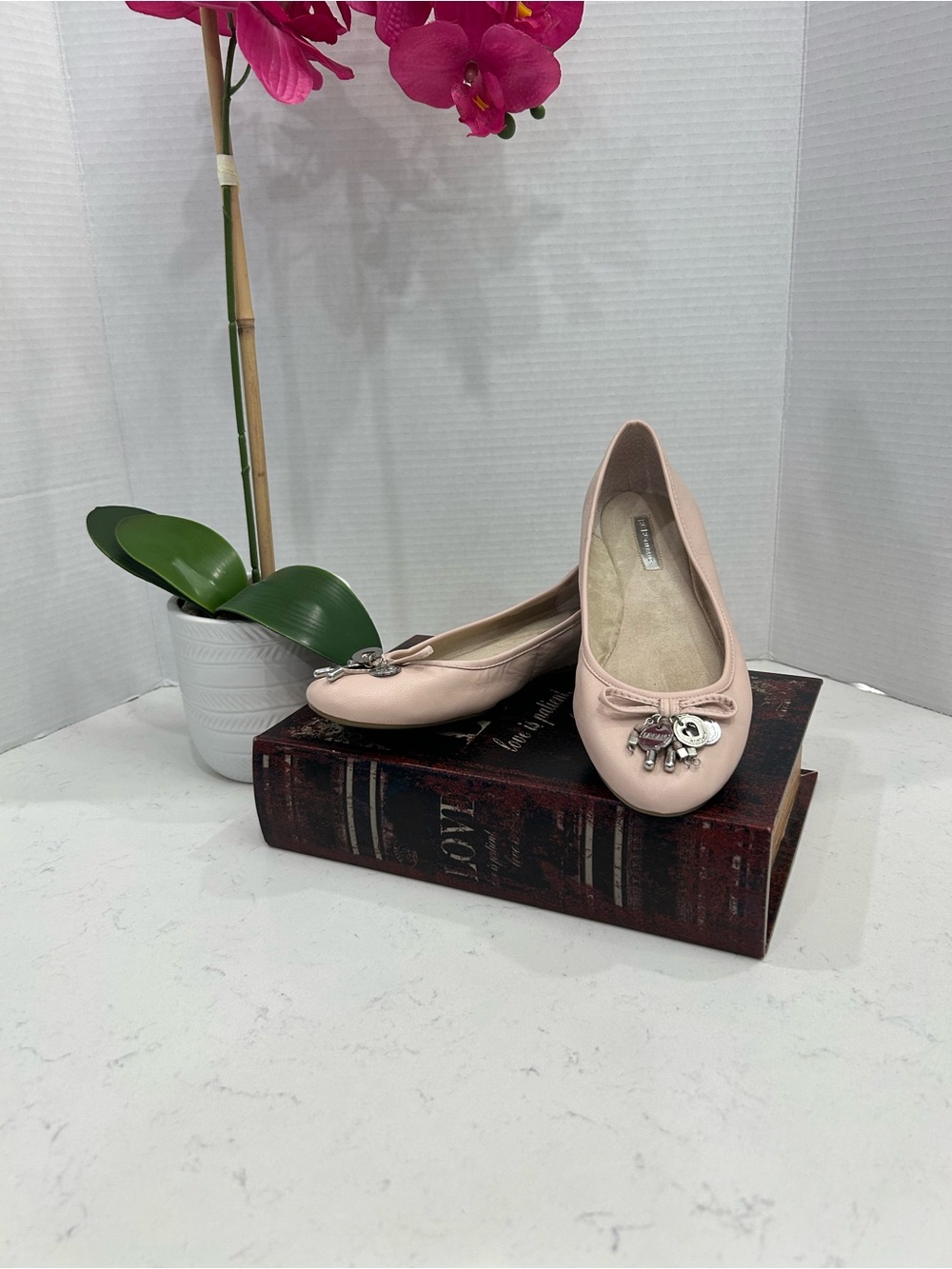 BCBGeneration Ballet Flats in Blush Pink with Charm Accent